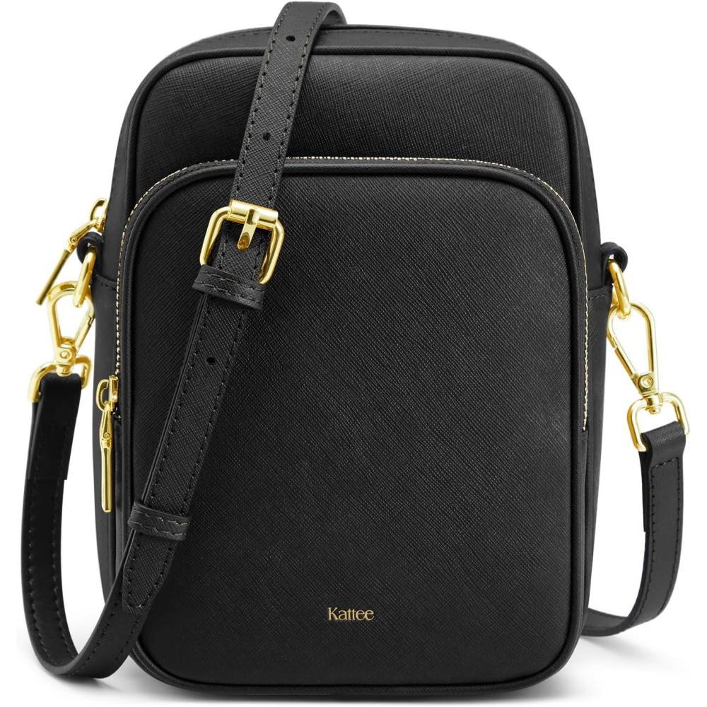 imageKattee Leather Crossbody Bags for Women Small Genuine Leather Purses and Handbags Shoulder Cross Body Bag for WomanBlack