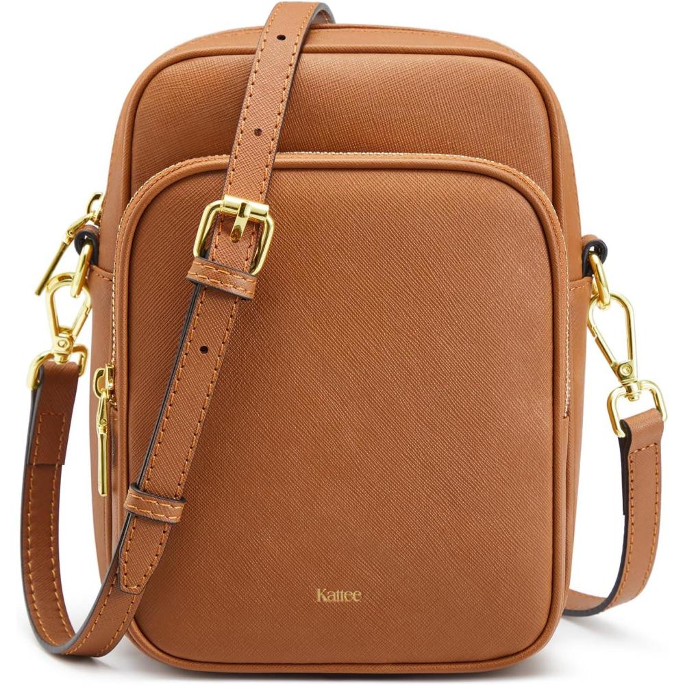 imageKattee Leather Crossbody Bags for Women Small Genuine Leather Purses and Handbags Shoulder Cross Body Bag for WomanCaramel