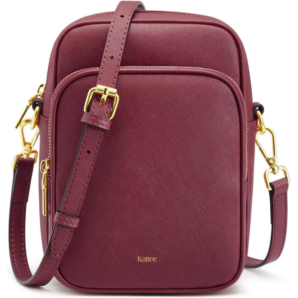 imageKattee Leather Crossbody Bags for Women Small Genuine Leather Purses and Handbags Shoulder Cross Body Bag for WomanWine Red
