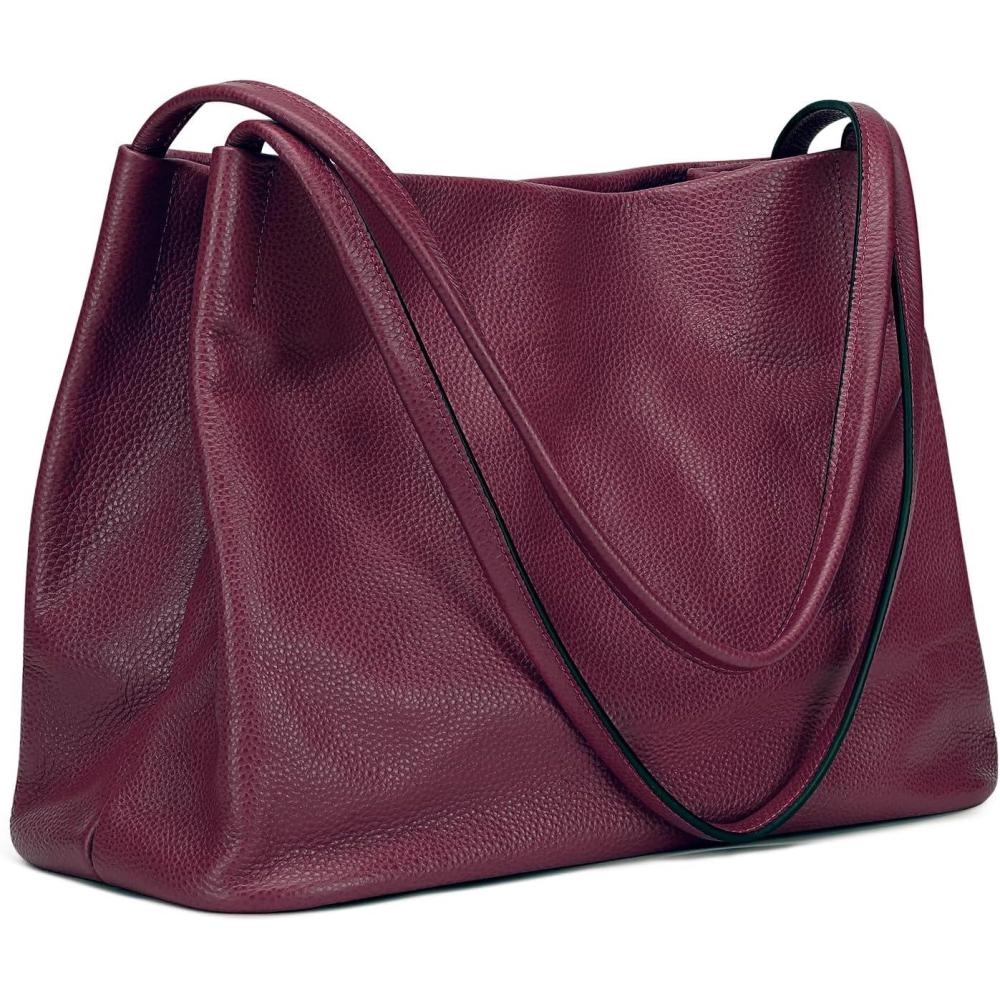 imageKattee Leather Tote Bags for Women Casual Shoulder Hobo Purses and Handbags Top Magnetic Snap ClosureDark Purple