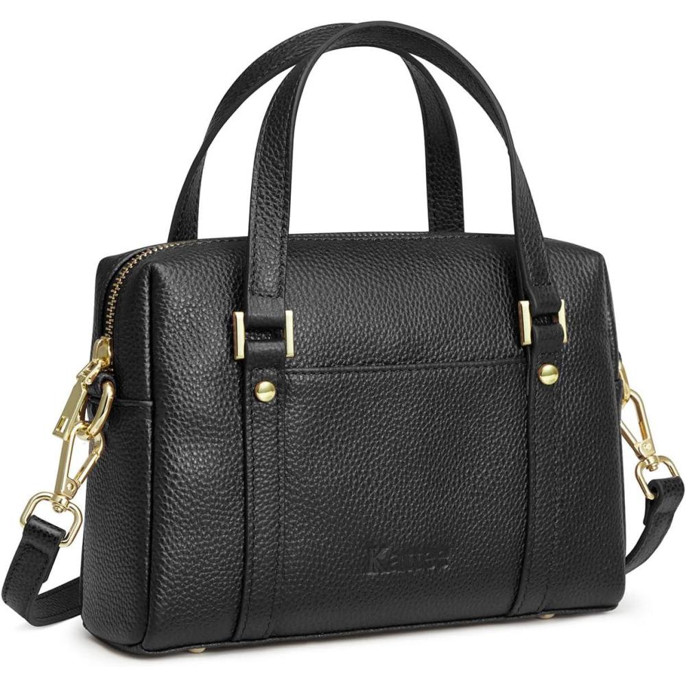 imageKattee Small Leather Purses and Handbags for Women Soft Crossbody Bag Trendy Top Handle Shoulder BagBlack