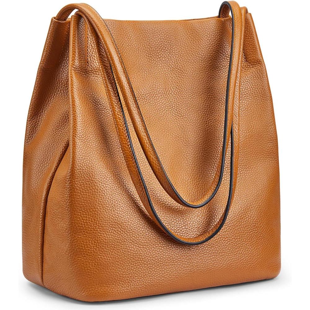 imageKattee Women Soft Leather Totes Shoulder Bag Purses and Handbags with Top Magnetic Snap ClosureBrown