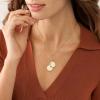 Fossil Women’s Plated Stainless Steel Engravable Personalized Gift Pendant Chain Necklace for Women(Gold Drew Double Pendant)