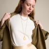 Fossil Women’s Plated Stainless Steel Engravable Personalized Gift Pendant Chain Necklace for Women(Gold Heritage Legacy Charm)