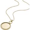 Fossil Women’s Plated Stainless Steel Engravable Personalized Gift Pendant Chain Necklace for Women(Gold Heritage Legacy Charm)