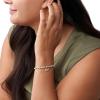 Fossil Women’s Rose Gold-Tone Stainless Steel Chain or Beaded Bracelet for Women(Rose Gold White Bead)