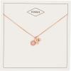 Fossil Women’s Rose Gold-Tone Stainless Steel Pendant Chain Necklace for Women(Rose Gold Pink Charm)