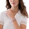 Fossil Women’s Stainless Steel and Genuine Leather Bracelet for Women(D-link Purple)
