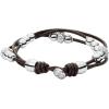 Fossil Women’s Stainless Steel and Genuine Leather Bracelet for Women(Silver Glitz/Dark Brown)