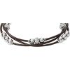 Fossil Women’s Stainless Steel and Genuine Leather Bracelet for Women(Silver Glitz/Dark Brown)