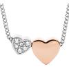 Fossil Women’s Sterling Silver or Silver-Tone Stainless Steel Pendant Chain Necklace for Women(Silver Rose Gold Duo Hearts)