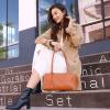 Kattee Leather Purses and Handbags for Women Medium Top-handle Tote Bag Satchel Shoulder Bags(Brown)