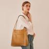 Kattee Leather Shoulder Tote Bags for Women, Soft Purses and Handbags with Top Magnetic Snap Closure(Brown)