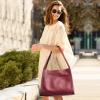 Kattee Leather Tote Bags for Women, Soft Leather Shoulder Purses and Handbags(Wine Red)