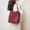 Kattee Women Soft Leather Totes Shoulder Bag Purses and Handbags with Top Magnetic Snap Closure(Wine Red)