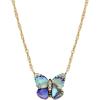 Fossil Women’s Gold-Tone Stainless Steel Pendant Chain Necklace for Women(Butterfly Blue MOP)