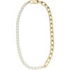 Fossil Women’s Gold-Tone Stainless Steel Pendant Chain Necklace for Women(Gold Chain/Pearl)