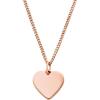 Fossil Women’s Plated Stainless Steel Engravable Personalized Gift Pendant Chain Necklace for Women(Rose Gold Heart)