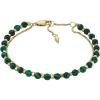 Fossil Women’s Stainless Steel Gold-Tone Beaded Bracelet(Gold Malachite Bead)