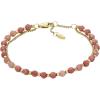 Fossil Women’s Stainless Steel Gold-Tone Beaded Bracelet(Gold/Pink Rhodochrosite)