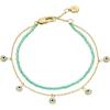 Fossil Women’s Stainless Steel Gold-Tone Beaded Bracelet(Gold/Turquoise Evil Eye)