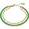 Fossil Women’s Stainless Steel Gold-Tone Beaded Bracelet(Heritage Green Chain)