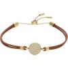 Fossil Women’s Stainless Steel and Genuine Leather Bracelet for Women(Gold Sadie Glitz Disc & Brown Leather)