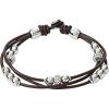 Fossil Women’s Stainless Steel and Genuine Leather Bracelet for Women(Silver Glitz/Dark Brown)