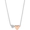 Fossil Women’s Sterling Silver or Silver-Tone Stainless Steel Pendant Chain Necklace for Women(Silver Rose Gold Duo Hearts)