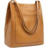 Kattee Leather Shoulder Tote Bags for Women, Soft Purses and Handbags with Top Magnetic Snap Closure(Brown)