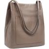 Kattee Leather Shoulder Tote Bags for Women, Soft Purses and Handbags with Top Magnetic Snap Closure(Khaki)