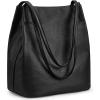 Kattee Women Soft Leather Totes Shoulder Bag Purses and Handbags with Top Magnetic Snap Closure(Black)