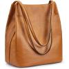 Kattee Women Soft Leather Totes Shoulder Bag Purses and Handbags with Top Magnetic Snap Closure(Brown)