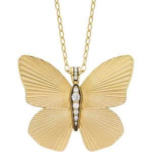Fossil Women’s Gold-Tone Stainless Steel Pendant Chain Necklace for Women(Butterfly Pendant)