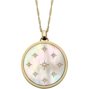 Fossil Women’s Gold-Tone Stainless Steel Pendant Chain Necklace for Women(Gold Classic MOP Pendant)