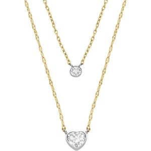 Fossil Women’s Gold-Tone Stainless Steel Pendant Chain Necklace for Women(Gold Double Glitz)
