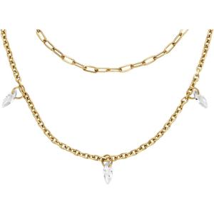 Fossil Women’s Gold-Tone Stainless Steel Pendant Chain Necklace for Women(Gold Ellis Glitz)