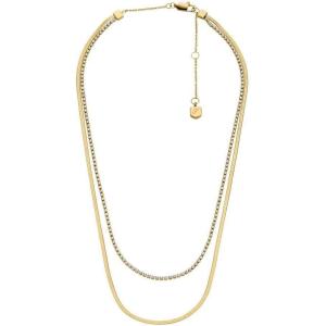 Fossil Women’s Gold-Tone Stainless Steel Pendant Chain Necklace for Women(Gold Ellis Pave Glitz)