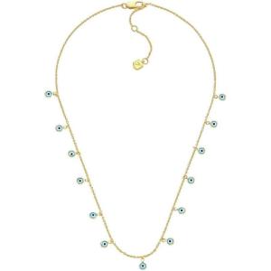 Fossil Women’s Gold-Tone Stainless Steel Pendant Chain Necklace for Women(Gold Evil Eye)