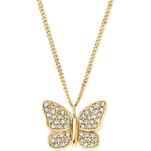 Fossil Women’s Gold-Tone Stainless Steel Pendant Chain Necklace for Women(Gold Glitz Sutton Butterfly)