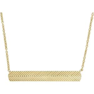 Fossil Women’s Gold-Tone Stainless Steel Pendant Chain Necklace for Women(Gold Harlow Linear Texture Bar)