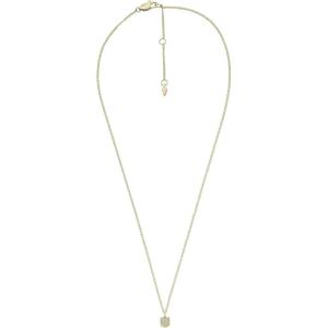Fossil Women’s Gold-Tone Stainless Steel Pendant Chain Necklace for Women(Gold Heritage Glitz Crest)