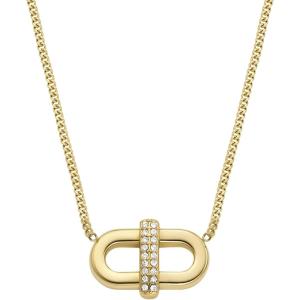 Fossil Women’s Gold-Tone Stainless Steel Pendant Chain Necklace for Women(Gold Heritage Glitz D-Link)