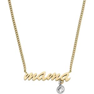 Fossil Women’s Gold-Tone Stainless Steel Pendant Chain Necklace for Women(Gold Mama)