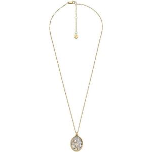 Fossil Women’s Gold-Tone Stainless Steel Pendant Chain Necklace for Women(Gold Sutton Skaky Glitz)