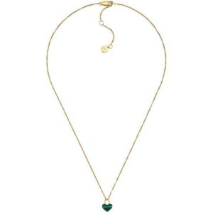 Fossil Women’s Gold-Tone Stainless Steel Pendant Chain Necklace for Women(Gold/Green Heart)