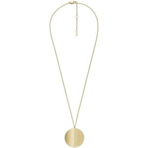 Fossil Women’s Gold-Tone Stainless Steel Pendant Chain Necklace for Women(Harlow Gold Disc)