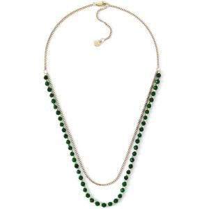 Fossil Women’s Gold-Tone Stainless Steel Pendant Chain Necklace for Women(Layered Green Bead)