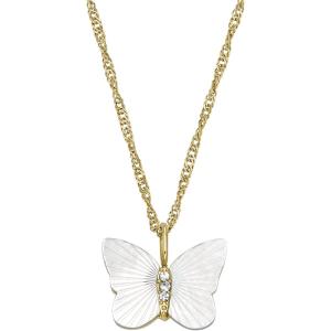 Fossil Women’s Gold-Tone Stainless Steel Pendant Chain Necklace for Women(MOP Butterfly)