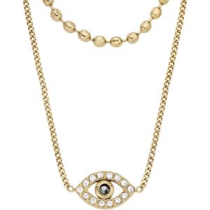 Fossil Women’s Gold-Tone Stainless Steel Pendant Chain Necklace for Women(Sutton Evil Eye)